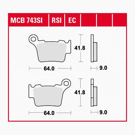 TRW Lucas Bremsbeläge Sintermetall Offroad MCB743SI 64x41,8x9mm von TRW Lucas