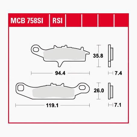 TRW Lucas Bremsbeläge Sintermetall Offroad MCB758SI 94,4/119,1x35,8/26 von TRW Lucas