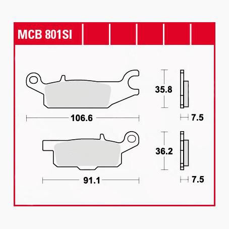 TRW Lucas Bremsbeläge Sintermetall Offroad MCB801SI 106,6/91,1x35,8/36 von TRW Lucas