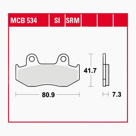 TRW Lucas Bremsbeläge Sintermetall Scooter MCB534SRM 80,9x41,7x7,3mm von TRW Lucas