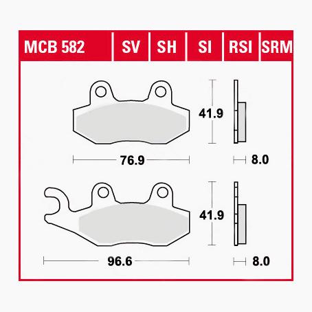 TRW Lucas Bremsbeläge Sintermetall Scooter MCB582SRM 96,6/76,9x41,9x9 von TRW Lucas