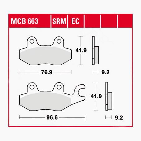 TRW Lucas Bremsbeläge Sintermetall Scooter MCB663SRM 76,9/96,6x41,9x9, von TRW Lucas