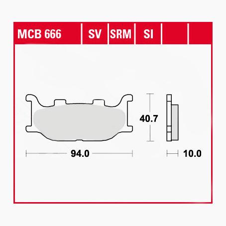 TRW Lucas Bremsbeläge Sintermetall Scooter MCB666SRM 94x40,7x10mm von TRW Lucas