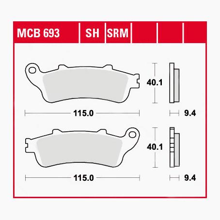 TRW Lucas Bremsbeläge Sintermetall Scooter MCB693SRM 115x40,1x9,4mm von TRW Lucas