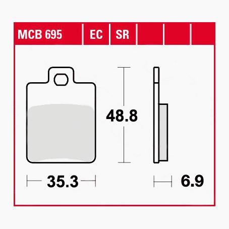TRW Lucas Bremsbeläge Sintermetall Scooter MCB695SR 35,3x48,8x6,9mm von TRW Lucas