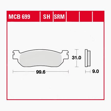 TRW Lucas Bremsbeläge Sintermetall Scooter MCB699SRM 99,6x31x9mm von TRW Lucas