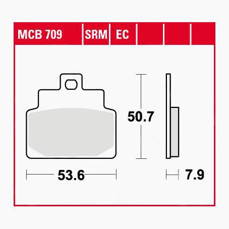 TRW Lucas Bremsbeläge Sintermetall Scooter MCB709SRM 53,6x50,7x7,9mm von TRW Lucas