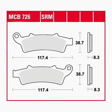 TRW Lucas Bremsbeläge Sintermetall Scooter MCB726SRM 117,4x38,7x8,3mm von TRW Lucas