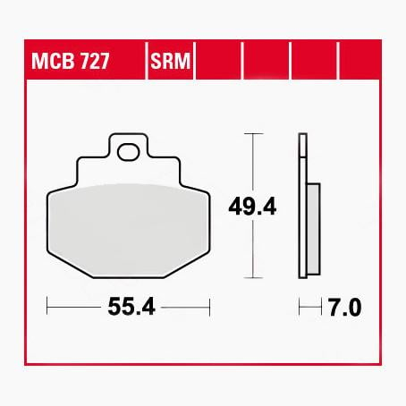 TRW Lucas Bremsbeläge Sintermetall Scooter MCB727SRM 55,4x49,4x7mm von TRW Lucas