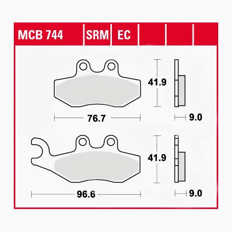 TRW Lucas Bremsbeläge Sintermetall Scooter MCB744SRM 76,7/96,6x41,9x9 von TRW Lucas