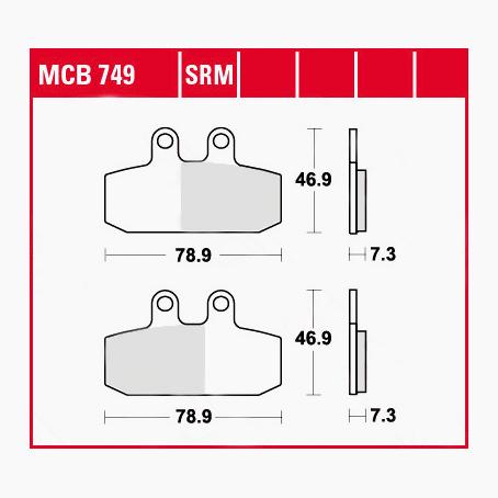 TRW Lucas Bremsbeläge Sintermetall Scooter MCB749SRM 78,9x46,9x7,3mm von TRW Lucas