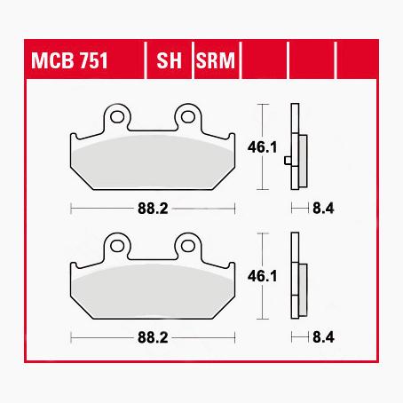 TRW Lucas Bremsbeläge Sintermetall Scooter MCB751SRM 88,2x46,1x8,4mm von TRW Lucas