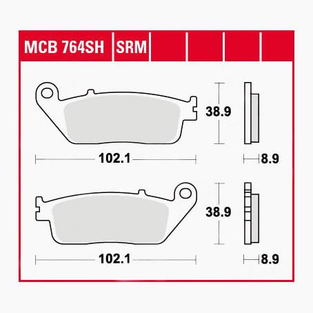 TRW Lucas Bremsbeläge Sintermetall Scooter MCB764SRM 102,1x38,9x8,9mm von TRW Lucas