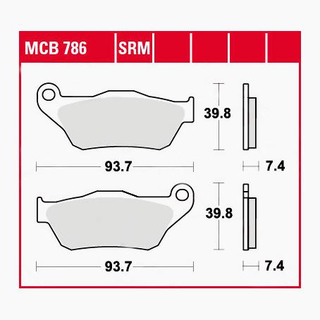 TRW Lucas Bremsbeläge Sintermetall Scooter MCB786SRM 93,7x39,8x7,4mm von TRW Lucas