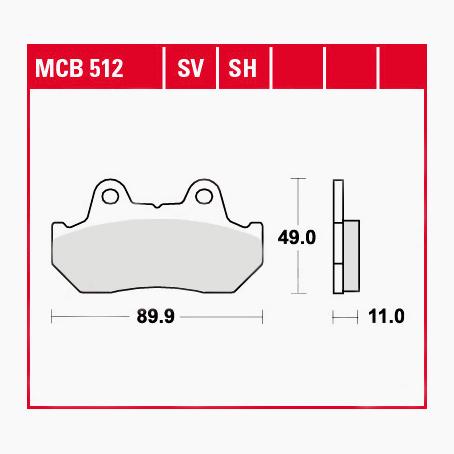 TRW Lucas Bremsbeläge Sintermetall Street MCB512SV 89,9x49x11mm von TRW Lucas