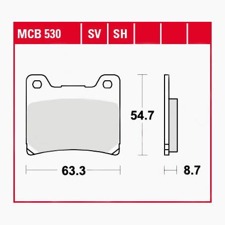 TRW Lucas Bremsbeläge Sintermetall Street MCB530SH 63,3x54,7x8,7mm von TRW Lucas