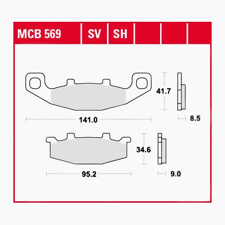 TRW Lucas Bremsbeläge Sintermetall Street MCB569SH 141/95,2x41,7/34,6x von TRW Lucas