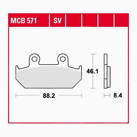 TRW Lucas Bremsbeläge Sintermetall Street MCB571SV 88,2x46,1x8,4mm von TRW Lucas