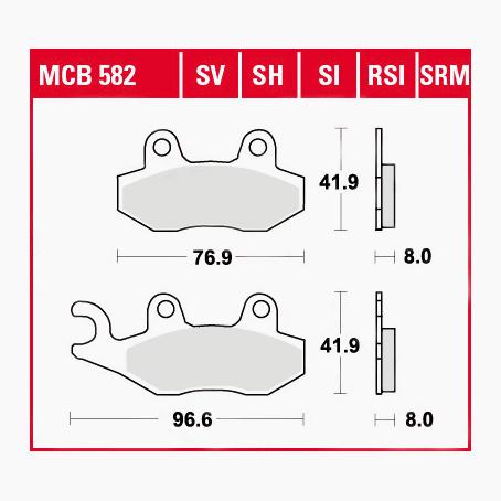 TRW Lucas Bremsbeläge Sintermetall Street MCB582SV 96,6/76,9x41,9x9mm von TRW Lucas