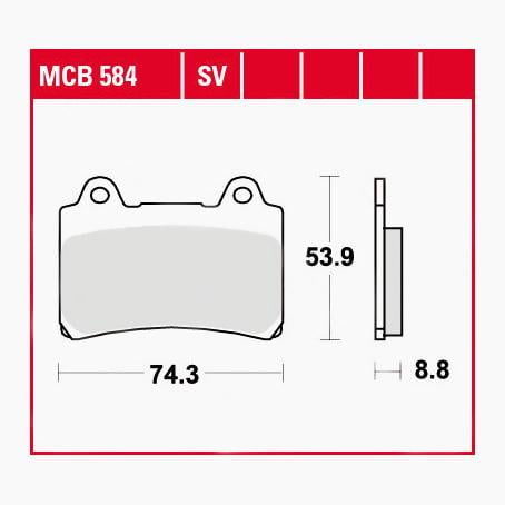 TRW Lucas Bremsbeläge Sintermetall Street MCB584SV 74,3x53,9x8,8mm von TRW Lucas