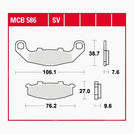 TRW Lucas Bremsbeläge Sintermetall Street MCB586SV 106,1/76,2x38,7/27x von TRW Lucas