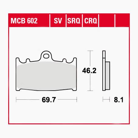 TRW Lucas Bremsbeläge Sintermetall Street MCB602SV 69,7x46,2x8,1mm von TRW Lucas