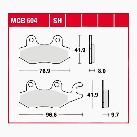 TRW Lucas Bremsbeläge Sintermetall Street MCB604SH 76,9/96,6x41,9x8/9, von TRW Lucas