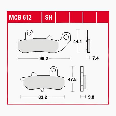 TRW Lucas Bremsbeläge Sintermetall Street MCB612SH 99,2/83,2x44,1/47,8 von TRW Lucas