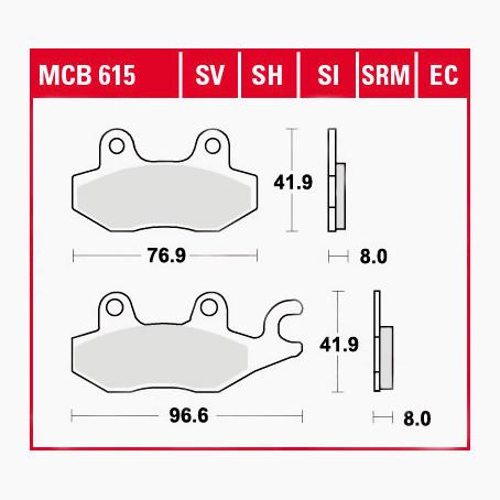 TRW Lucas Bremsbeläge Sintermetall Street MCB615SH 76,9/96,6x41,9x8mm von TRW Lucas