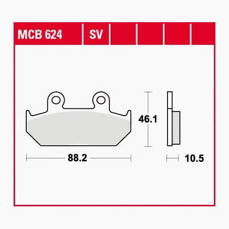 TRW Lucas Bremsbeläge Sintermetall Street MCB624SV 88,2x46,1x10,5mm von TRW Lucas