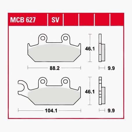 TRW Lucas Bremsbeläge Sintermetall Street MCB627SV 88,2/104,1x46,1x9,9 von TRW Lucas