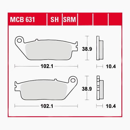 TRW Lucas Bremsbeläge Sintermetall Street MCB631SH 102,1x38,9x10,4mm von TRW Lucas