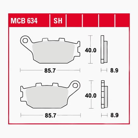 TRW Lucas Bremsbeläge Sintermetall Street MCB634SH 85,7x40x8,9mm von TRW Lucas