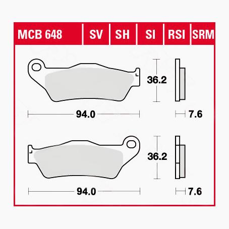 TRW Lucas Bremsbeläge Sintermetall Street MCB648SH 94x36,2x7,6mm von TRW Lucas