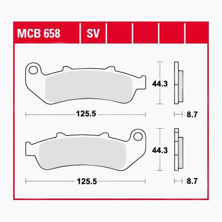 TRW Lucas Bremsbeläge Sintermetall Street MCB658SV 125,5x44,3x8,7mm von TRW Lucas