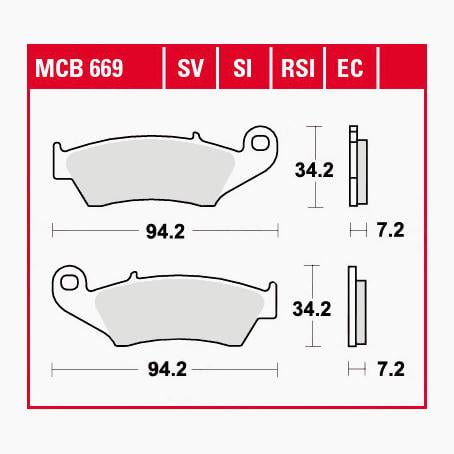 TRW Lucas Bremsbeläge Sintermetall Street MCB669SV 94,2x34,2x7,2mm von TRW Lucas