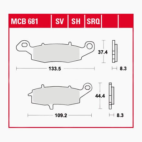 TRW Lucas Bremsbeläge Sintermetall Street MCB681SH 133,5/109,2x37,4/44 von TRW Lucas