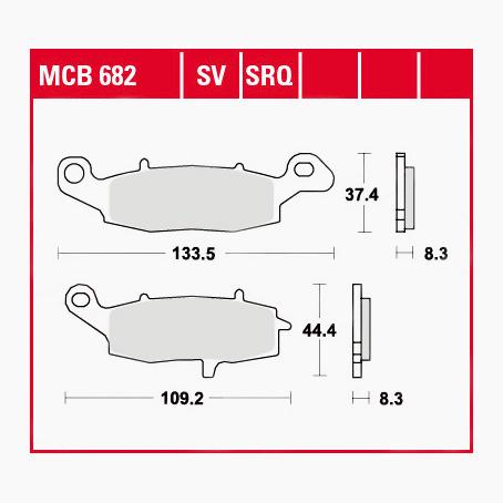 TRW Lucas Bremsbeläge Sintermetall Street MCB682SV 133,5/109,2x37,4/44 von TRW Lucas