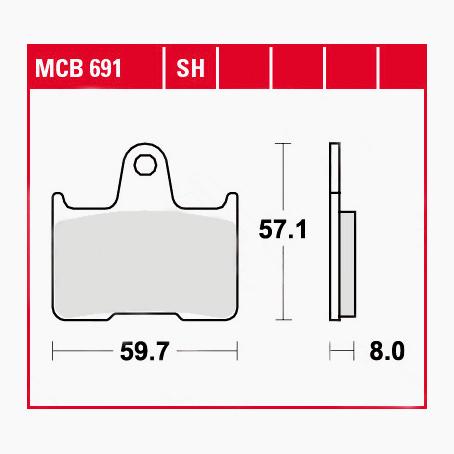 TRW Lucas Bremsbeläge Sintermetall Street MCB691SH 59,7x57,1x8mm von TRW Lucas