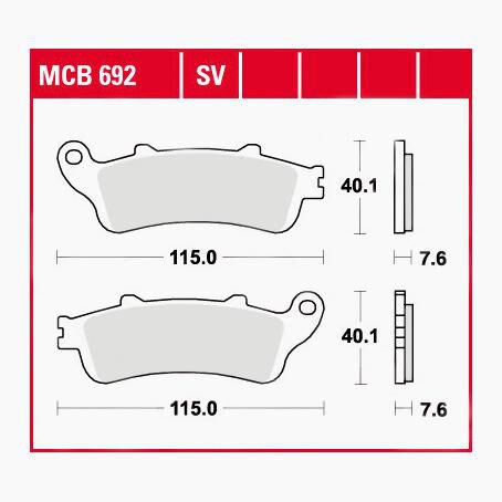 TRW Lucas Bremsbeläge Sintermetall Street MCB692SV 115x40,1x7,6mm von TRW Lucas