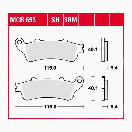 TRW Lucas Bremsbeläge Sintermetall Street MCB693SH 115x40,1x9,4mm von TRW Lucas