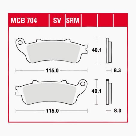 TRW Lucas Bremsbeläge Sintermetall Street MCB704SV 115x40,1x8,3mm von TRW Lucas