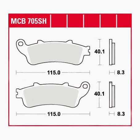 TRW Lucas Bremsbeläge Sintermetall Street MCB705SH 115x40,1x8,3mm von TRW Lucas