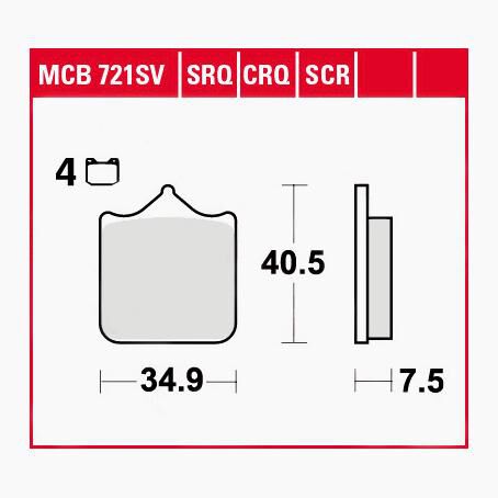 TRW Lucas Bremsbeläge Sintermetall Street MCB721SV 34,9x40,5x7,5mm von TRW Lucas