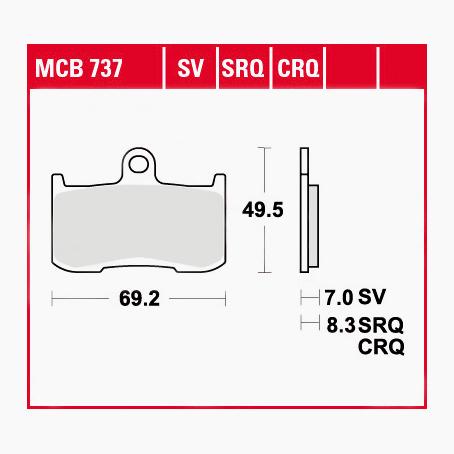 TRW Lucas Bremsbeläge Sintermetall Street MCB737SV 69,2x49,5x7mm von TRW Lucas