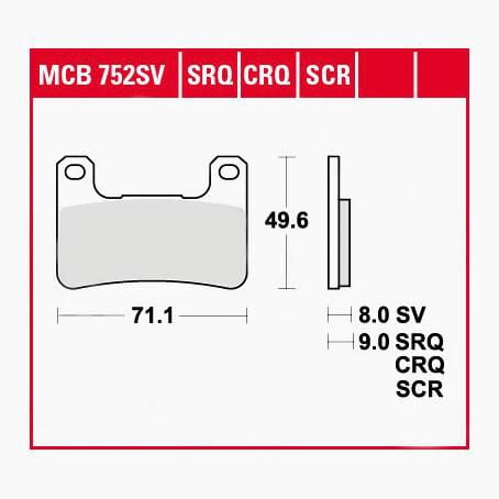 TRW Lucas Bremsbeläge Sintermetall Street MCB752SV 71,1x49,6x8mm von TRW Lucas