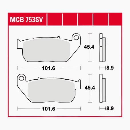 TRW Lucas Bremsbeläge Sintermetall Street MCB753SV 101,6x45,4x8,9mm von TRW Lucas