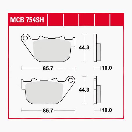 TRW Lucas Bremsbeläge Sintermetall Street MCB754SH 85,7x44,3x10mm von TRW Lucas