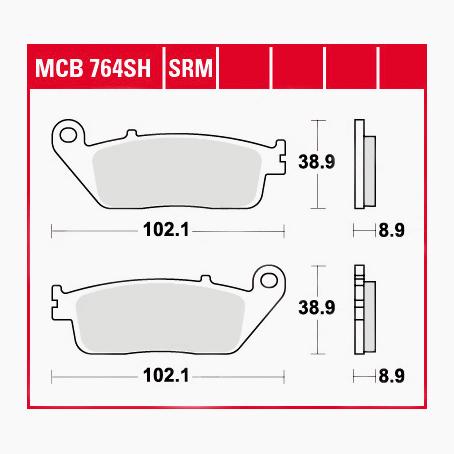 TRW Lucas Bremsbeläge Sintermetall Street MCB764SH 102,1x38,9x8,9mm von TRW Lucas