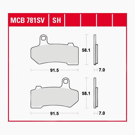 TRW Lucas Bremsbeläge Sintermetall Street MCB781SH 91,5x58,1x7mm von TRW Lucas